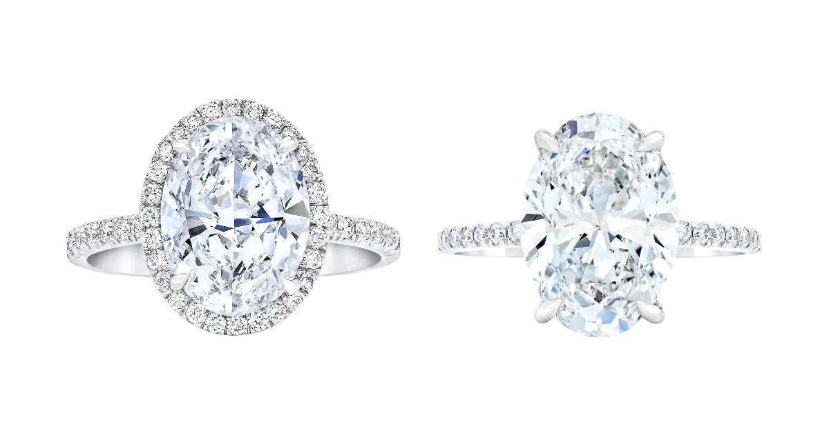 Diamond ring with halo vs no halo. How to make your engagement ring look bigger. How to save money on engagement ring Hong Kong