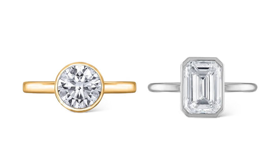 Bezel set diamond engagement rings, full bezel, half bezel, bespoke engagement ring design Hong Kong USA Australia New Zealand