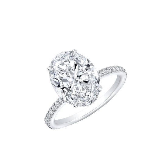 Oval Cut Diamond Engagement Ring Hong Kong USA with micropave diamond ring