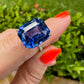 Blue Sapphire emerald cut ring. Sapphire engagement ring Hong Kong