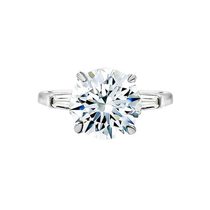 Round Diamond Engagement Ring with Tapered Baguettes Hong Kong by Valentina Fine Jewellery