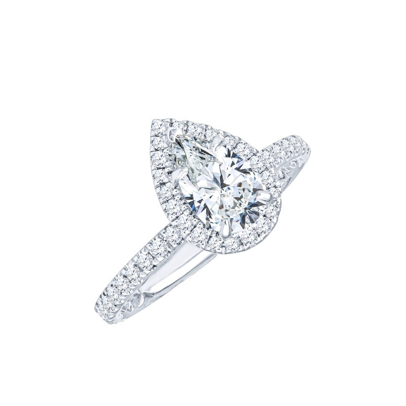 Pear Cut Diamond Halo Engagement Ring Hong Kong