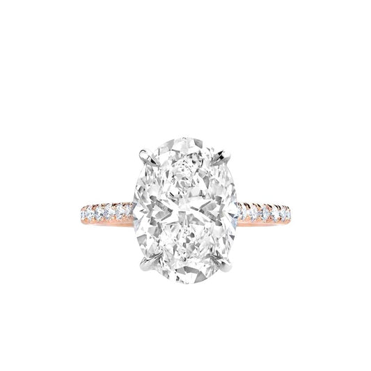 Oval cut diamond ring rose gold with diamonds on band