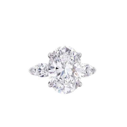 Oval Cut Diamond Ring with Side Diamonds Hong Kong