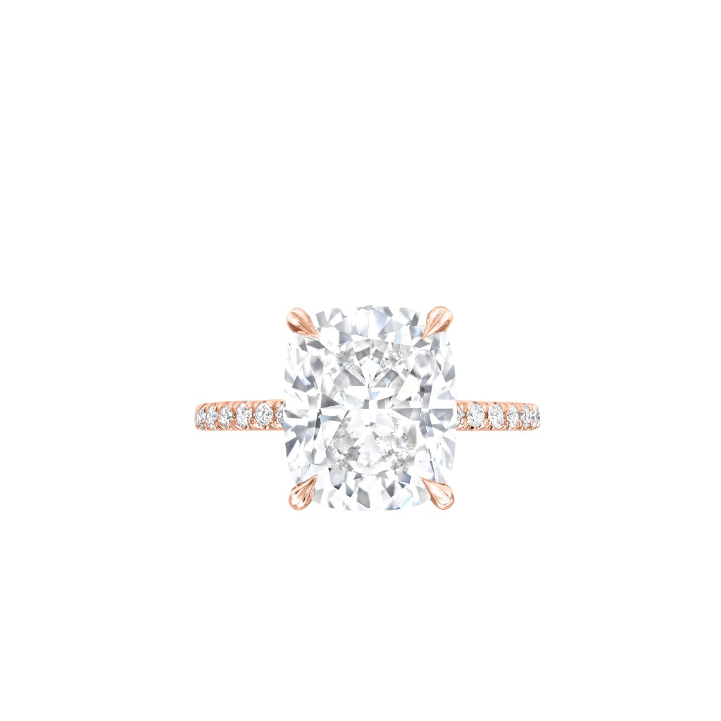 Cushion cut diamond ring in rose gold