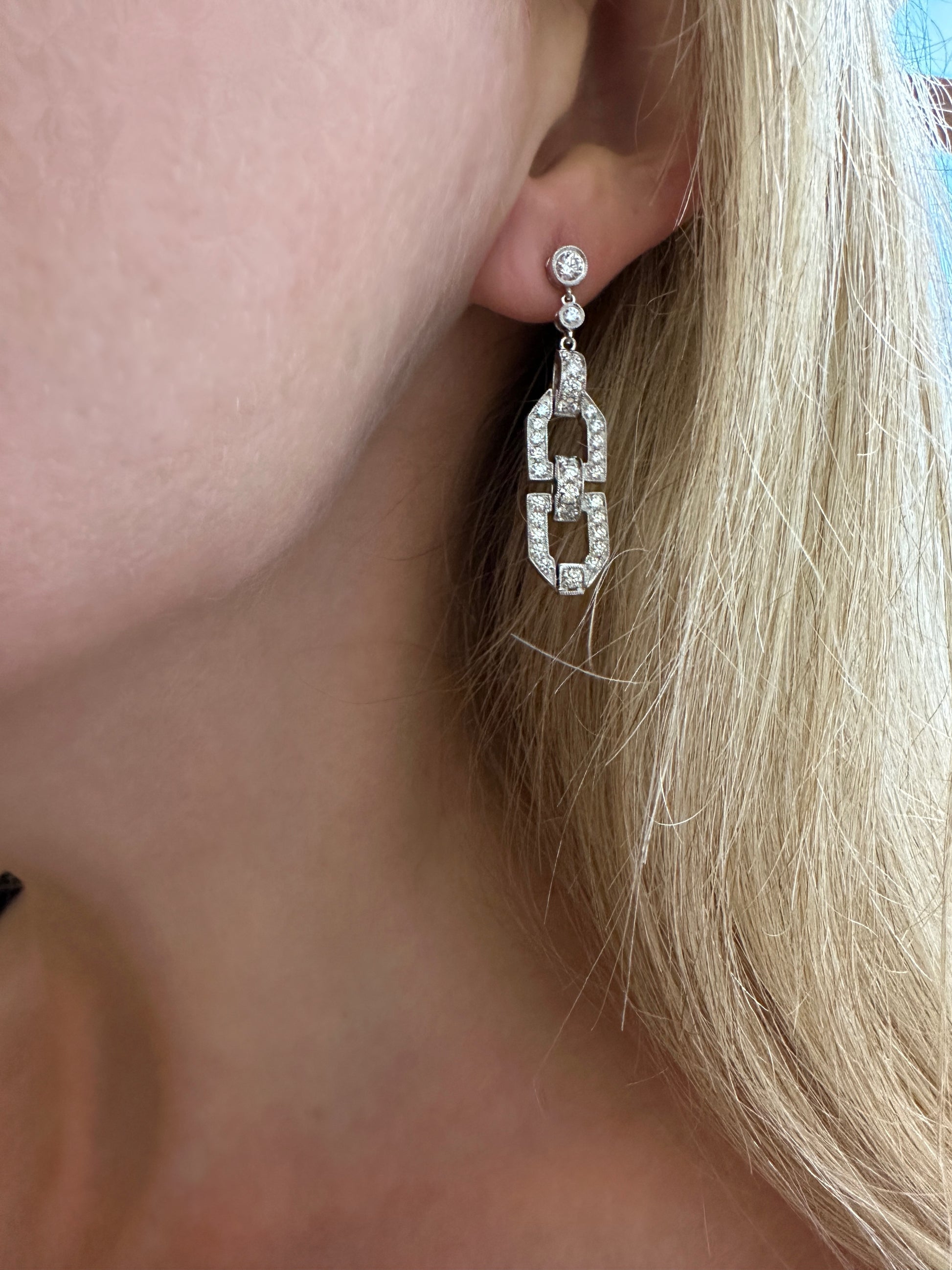 Art deco style diamond earrings Hong Kong by Valentina Fine Jewellery