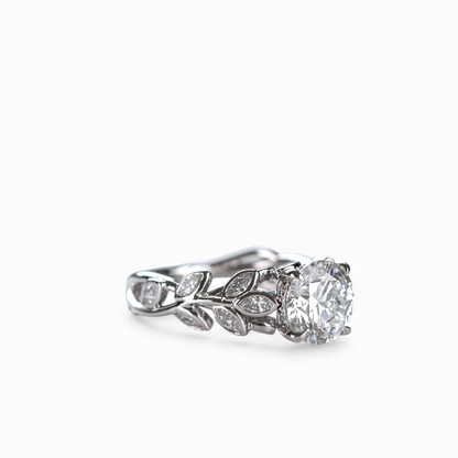 Floral Nature-Inspired Diamond Engagement Ring with petal prongs by Valentina Fine Jewellery Hong Kong. Global free shipping including USA, Australia, China and Singapore.