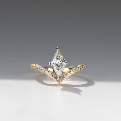1 carat lozenge diamond engagement ring in 18k gold and platinum by Valentina Fine Jewellery Hong Kong. Global free shipping including USA, UK, Singapore and Australia 