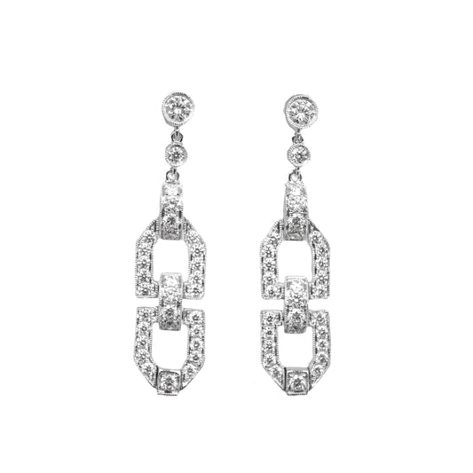 Art deco style diamond earrings Hong Kong by Valentina Fine Jewellery