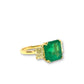 Emerald and light yellow diamond ring in 18k yellow gold. emerald and diamond ring hong kong by valentina fine jewellery