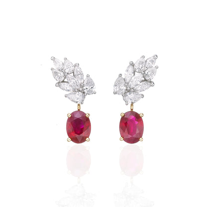 Burma "Pigeon Blood" Oval Ruby and Diamond Detachable Wing Earrings by Valentina Fine Jewellery Hong Kong. Global free shipping including Australia, Singapore, USA and Philippines 