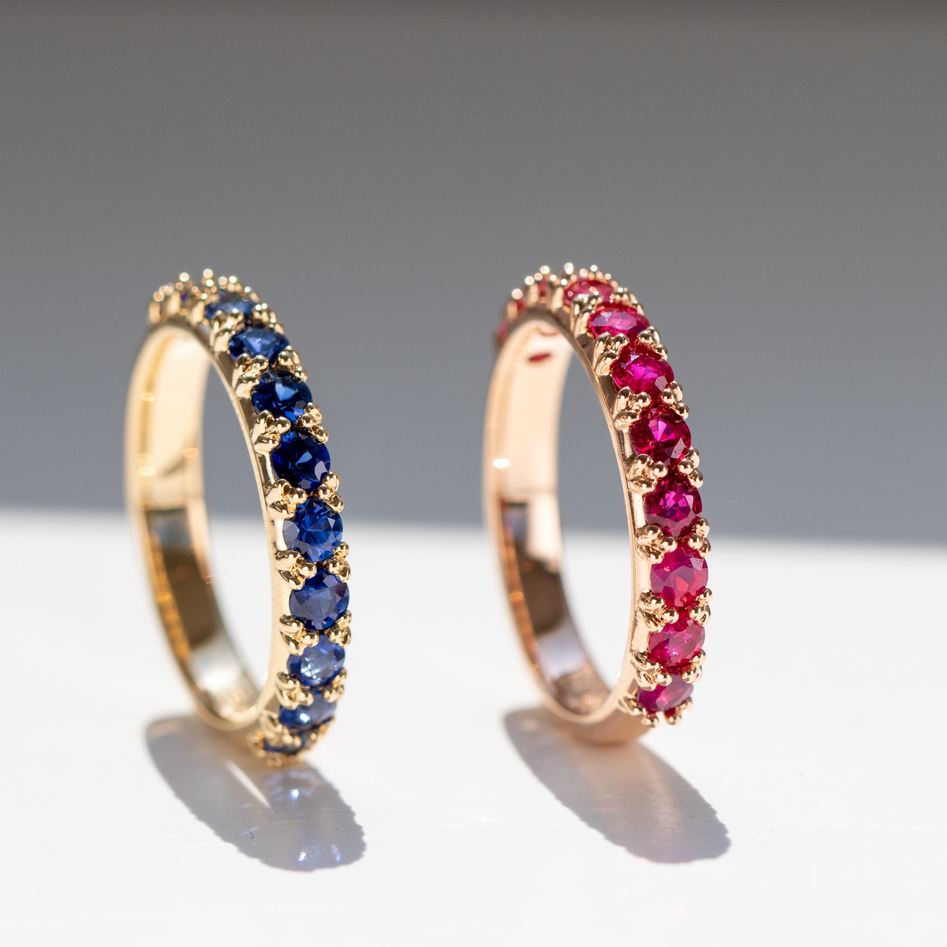 Ceylon sri lankan royal blue sapphire eternity ring in 18k yellow gold by Valentina Fine Jewellery Hong Kong. Global free shipping including China, UK, USA, Taiwan, Singapore and Dubai.