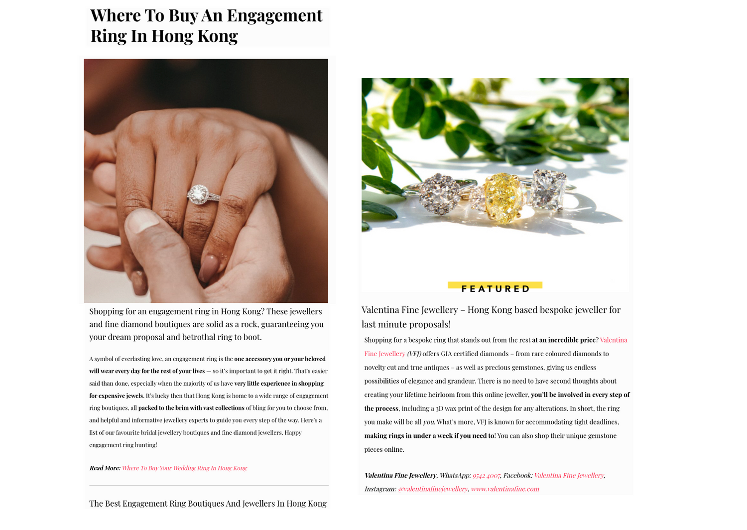 Engagement Ring Hong Kong Valentina Fine Jewellery Diamond Rings Concierge