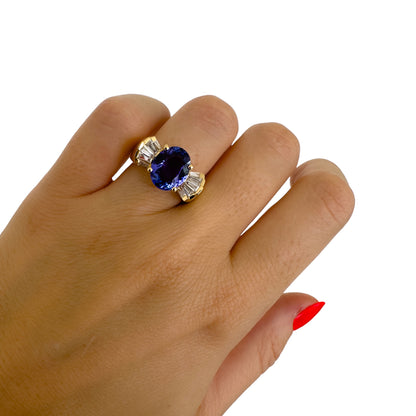 Tanzanite & Diamond Ring. Solid Gold Chunky 80s Style Ring by Valentina Fine Jewellery