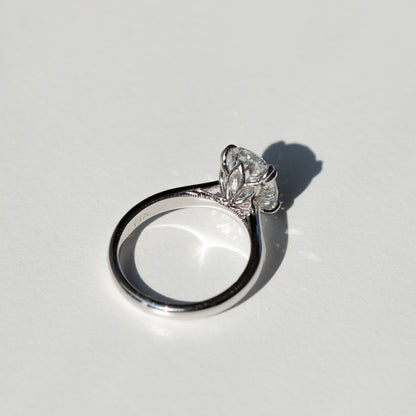 Tulip diamond engagement ring with floral diamond setting by Valentina Fine Jewellery Hong Kong. Global free shipping including USA UK Dubai Singapore Taiwan and Australia. 