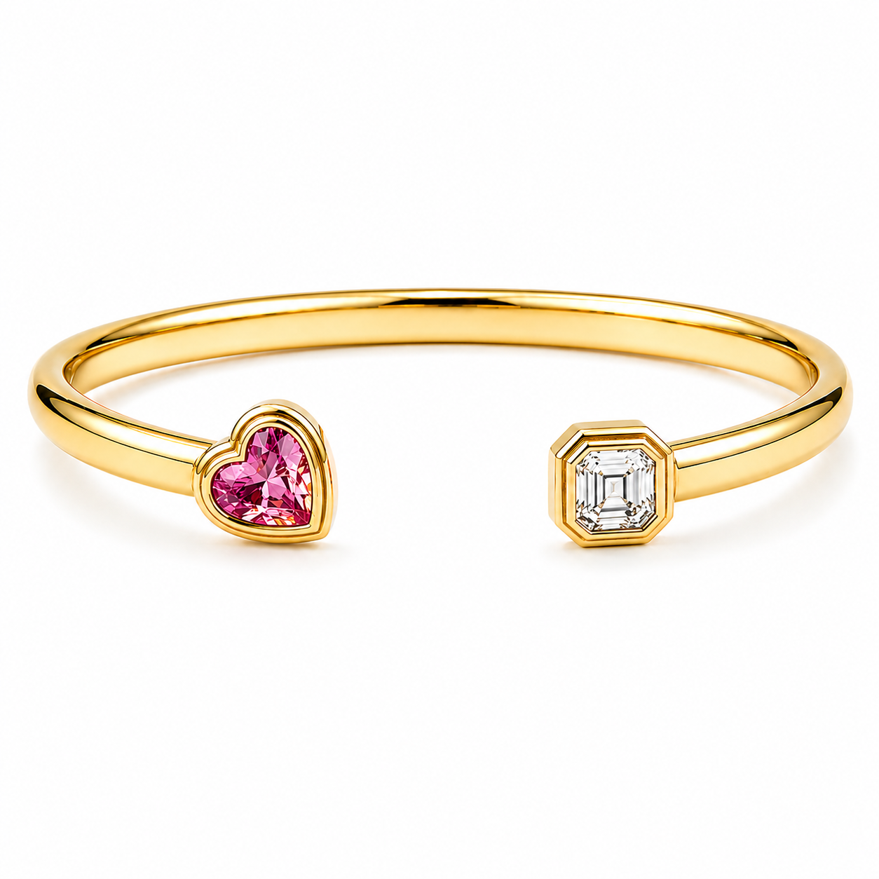 Pink sapphire and diamond toi et moi torque bracelet by Valentina Fine Jewellery Hong Kong. Free shipping to Australia, Singapore and USA