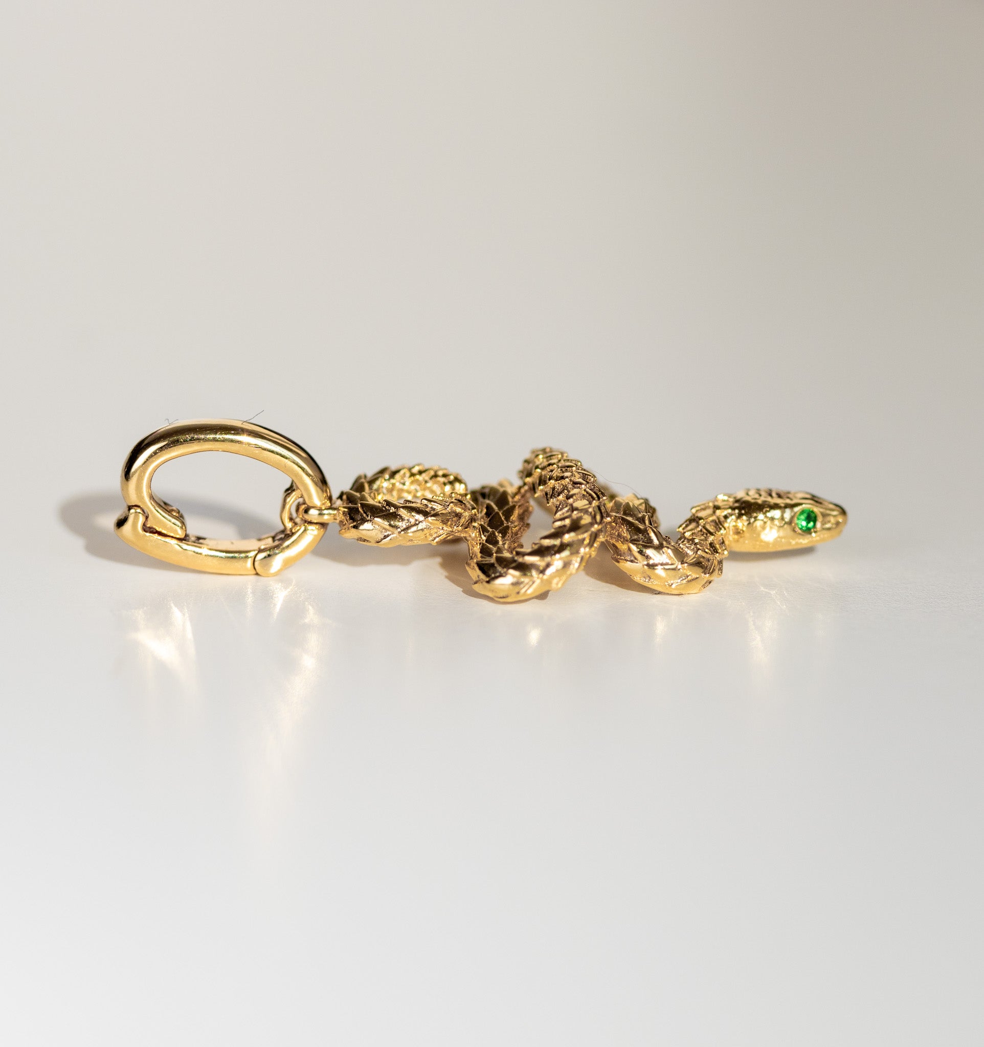 Snake charm pendant in 18k yellow gold by Valentina Fine Jewellery Hong Kong. Free global delivery including USA, UK, Singapore & Australia. 