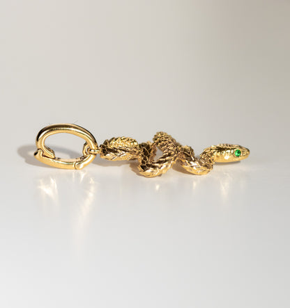Snake charm pendant in 18k yellow gold by Valentina Fine Jewellery Hong Kong. Free global delivery including USA, UK, Singapore & Australia. 