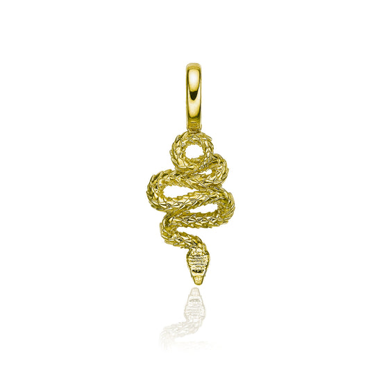 Snake charm pendant in 18k yellow gold by Valentina Fine Jewellery Hong Kong. Free global delivery including USA, UK, Singapore & Australia. 