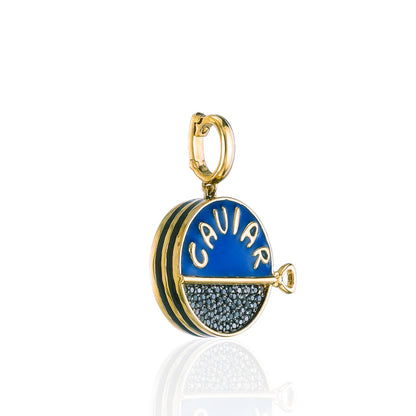 Black diamond and enamel caviar charm pendant in 18k yellow gold by Valentina Fine Jewellery Hong Kong. Global free shipping including USA, Singapore, Dubai. Australia and New Zealand. Annoushka pendant charm style