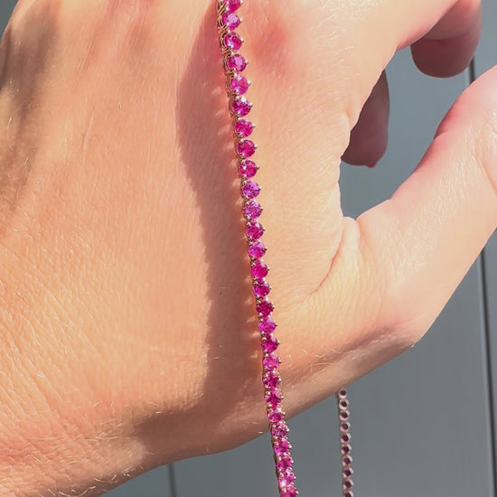 No Heat Burma red Ruby Tennis Necklace 13 carat in 18k Rose Gold by Valentina Fine Jewellery Hong Kong. Global free shipping including USA, UK, Dubai, Qatar, Australia and Taiwan.