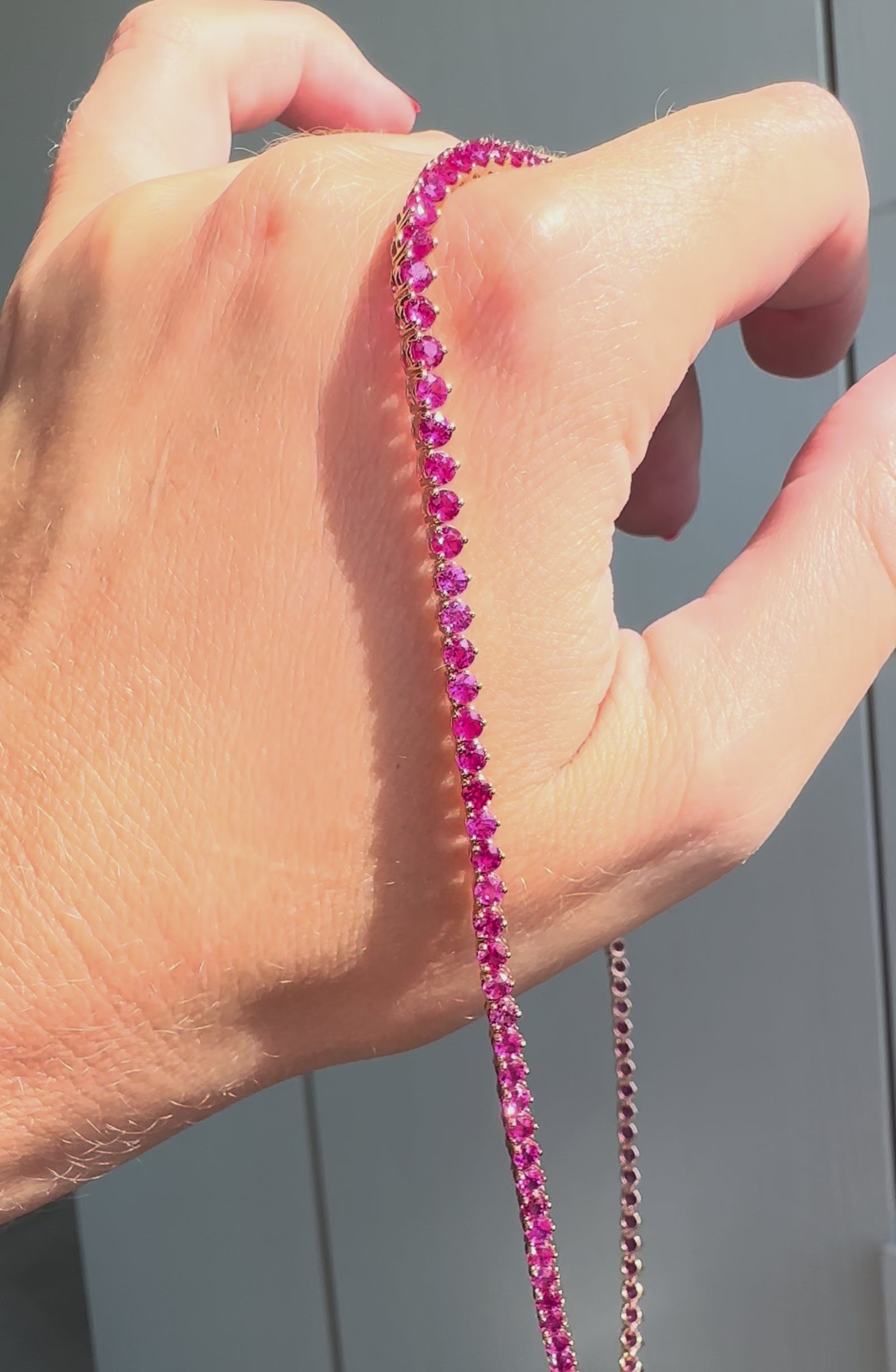No Heat Burma red Ruby Tennis Necklace 13 carat in 18k Rose Gold by Valentina Fine Jewellery Hong Kong. Global free shipping including USA, UK, Dubai, Qatar, Australia and Taiwan.