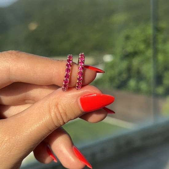 No Heat Burma Ruby eternity ring in 18k yellow and rose gold by Valentina Fine Jewellery Hong Kong. Global free shipping including USA, Australia, Dubai, UK and Singapore.