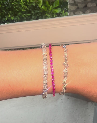 No Heat red Ruby from Burma Tennis bracelet bangle in 18k gold by Valentina Fine Jewellery Hong Kong. Global free shipping including USA UK Singapore New Zealand. Flexible bangle