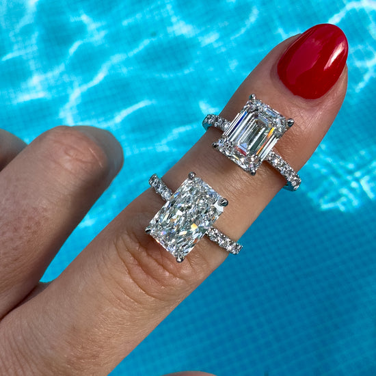3 carat emerald cut diamond engagement ring Hong Kong.