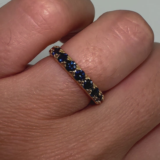 Ceylon sri lankan royal blue sapphire eternity ring in 18k yellow gold by Valentina Fine Jewellery Hong Kong. Global free shipping including China, UK, USA, Taiwan, Singapore and Dubai.