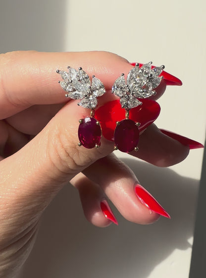 Red Burma "Pigeon Blood" Ruby and Diamond Detachable statement Earrings by Valentina Fine Jewellery Hong Kong. Global free shipping including Australia, Singapore, USA and China 