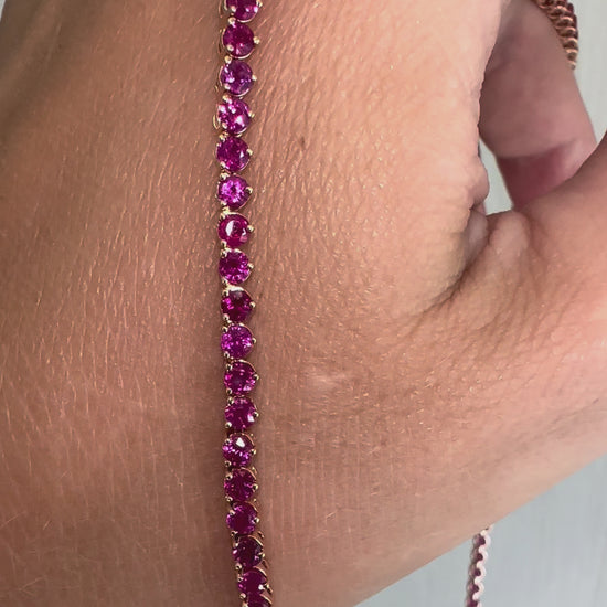No Heat Burma Ruby Tennis Necklace 13 carat in 18k Rose Gold by Valentina Fine Jewellery Hong Kong. Global free shipping including USA, UK, Dubai, Qatar, Australia and Taiwan.