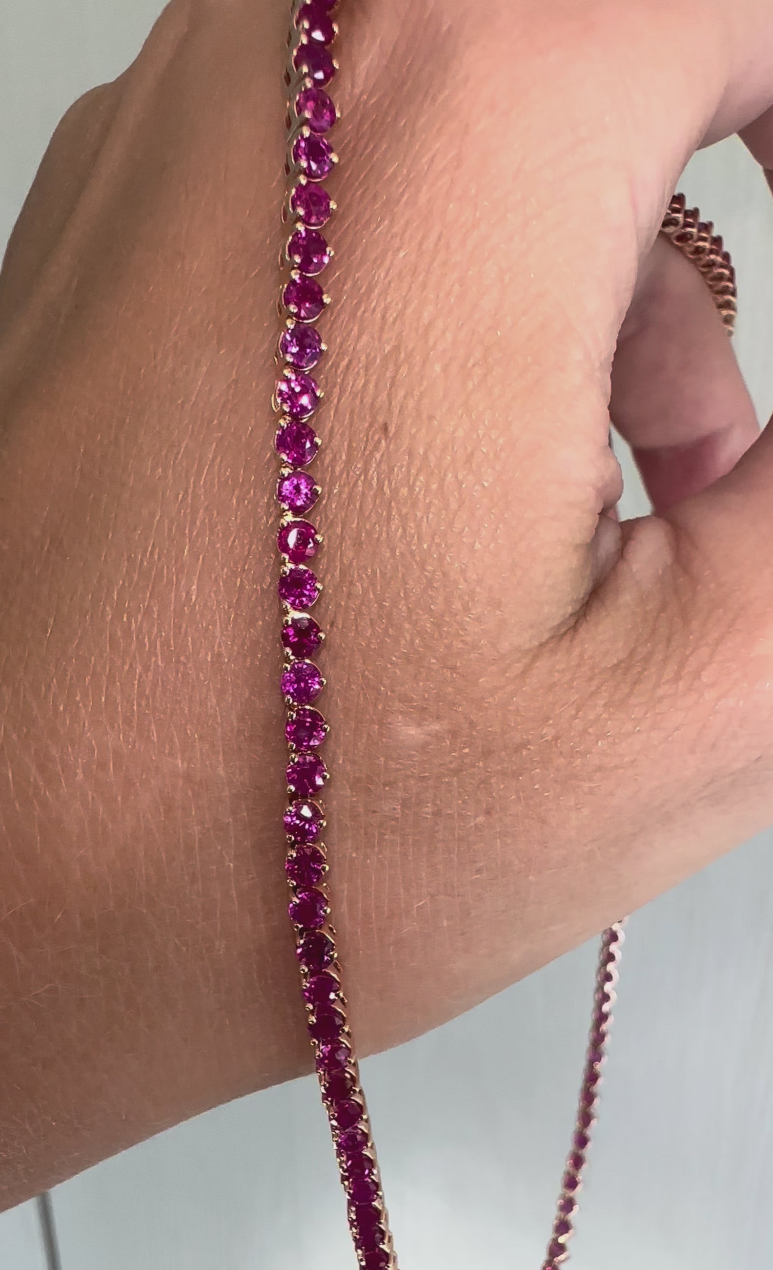 No Heat Burma Ruby Tennis Necklace 13 carat in 18k Rose Gold by Valentina Fine Jewellery Hong Kong. Global free shipping including USA, UK, Dubai, Qatar, Australia and Taiwan.