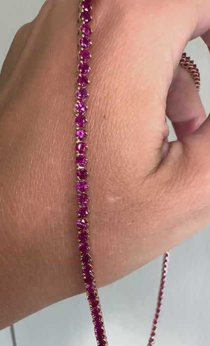 No Heat Burma Ruby Tennis Necklace 13 carat in 18k Rose Gold by Valentina Fine Jewellery Hong Kong. Global free shipping including USA, UK, Dubai, Qatar, Australia and Taiwan.