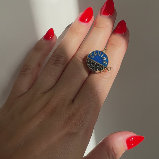 Black diamond and enamel caviar charm pendant in 18k yellow gold by Valentina Fine Jewellery Hong Kong. Global free shipping including USA, Singapore, Dubai. Australia and New Zealand. Annoushka pendant charm style