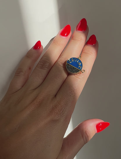 Black diamond and enamel caviar charm pendant in 18k yellow gold by Valentina Fine Jewellery Hong Kong. Global free shipping including USA, Singapore, Dubai. Australia and New Zealand. Annoushka pendant charm style