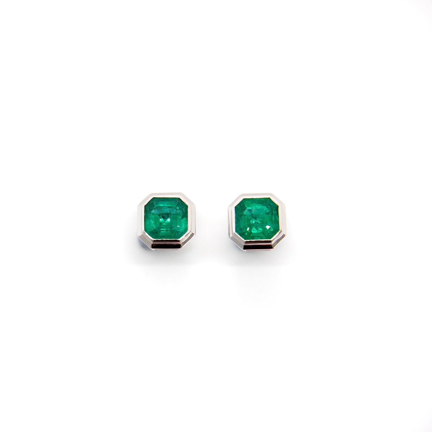Emerald and Solid 18K White Gold Cufflinks Hong Kong