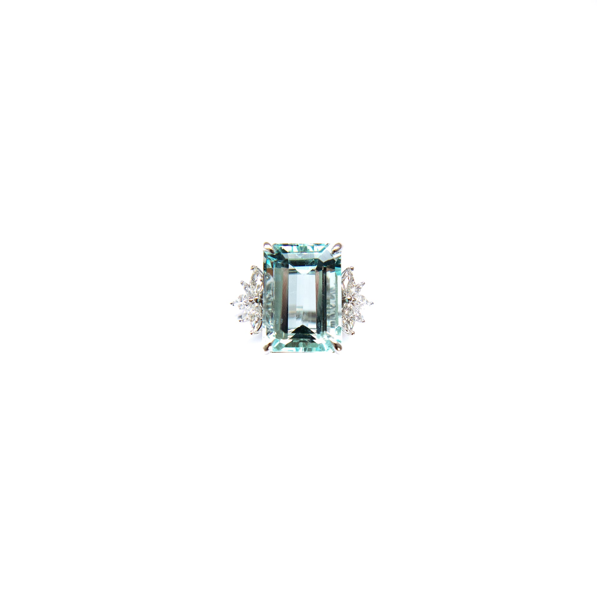 Aquamarine and Marquise diamond ring