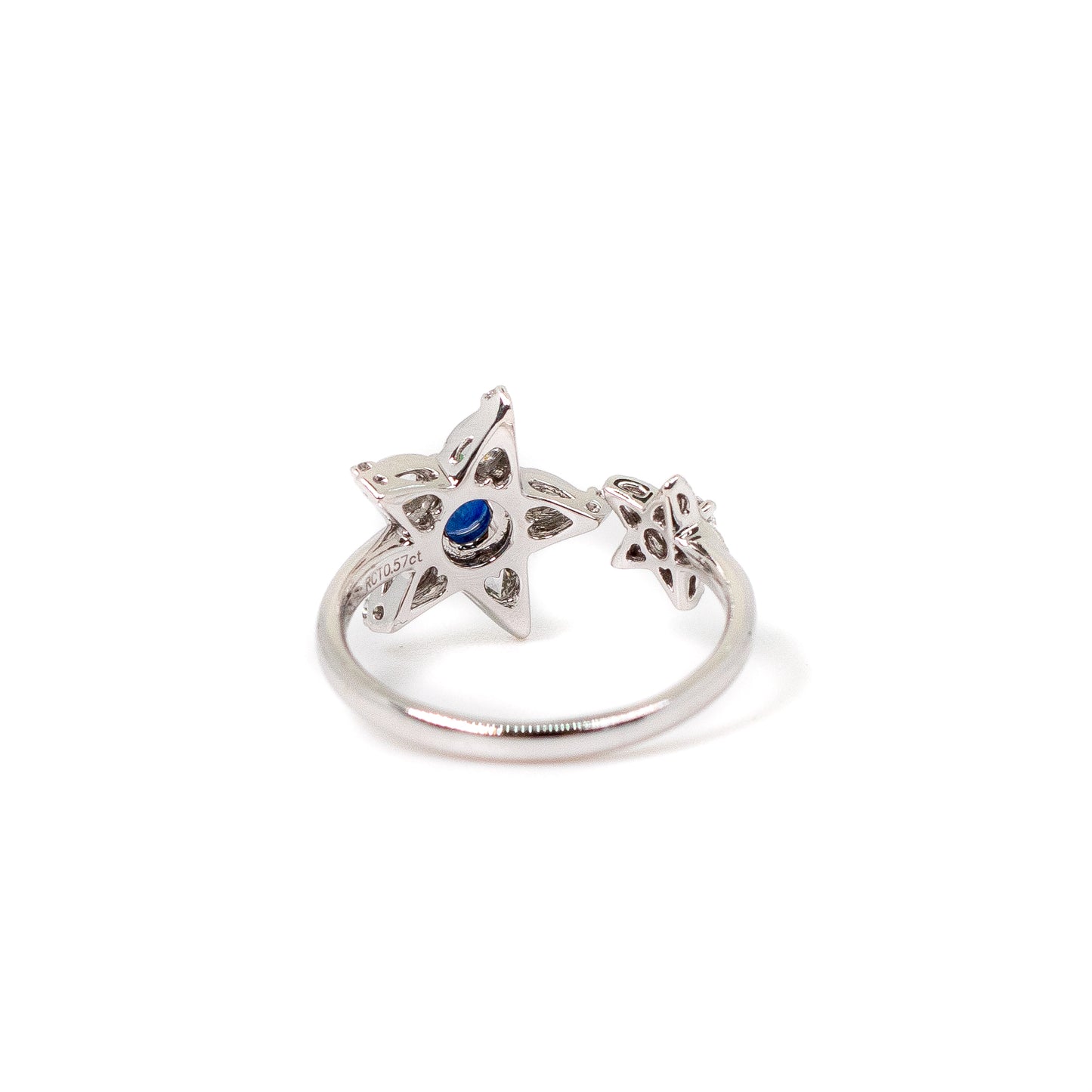 Rose cut diamond ring with sapphire