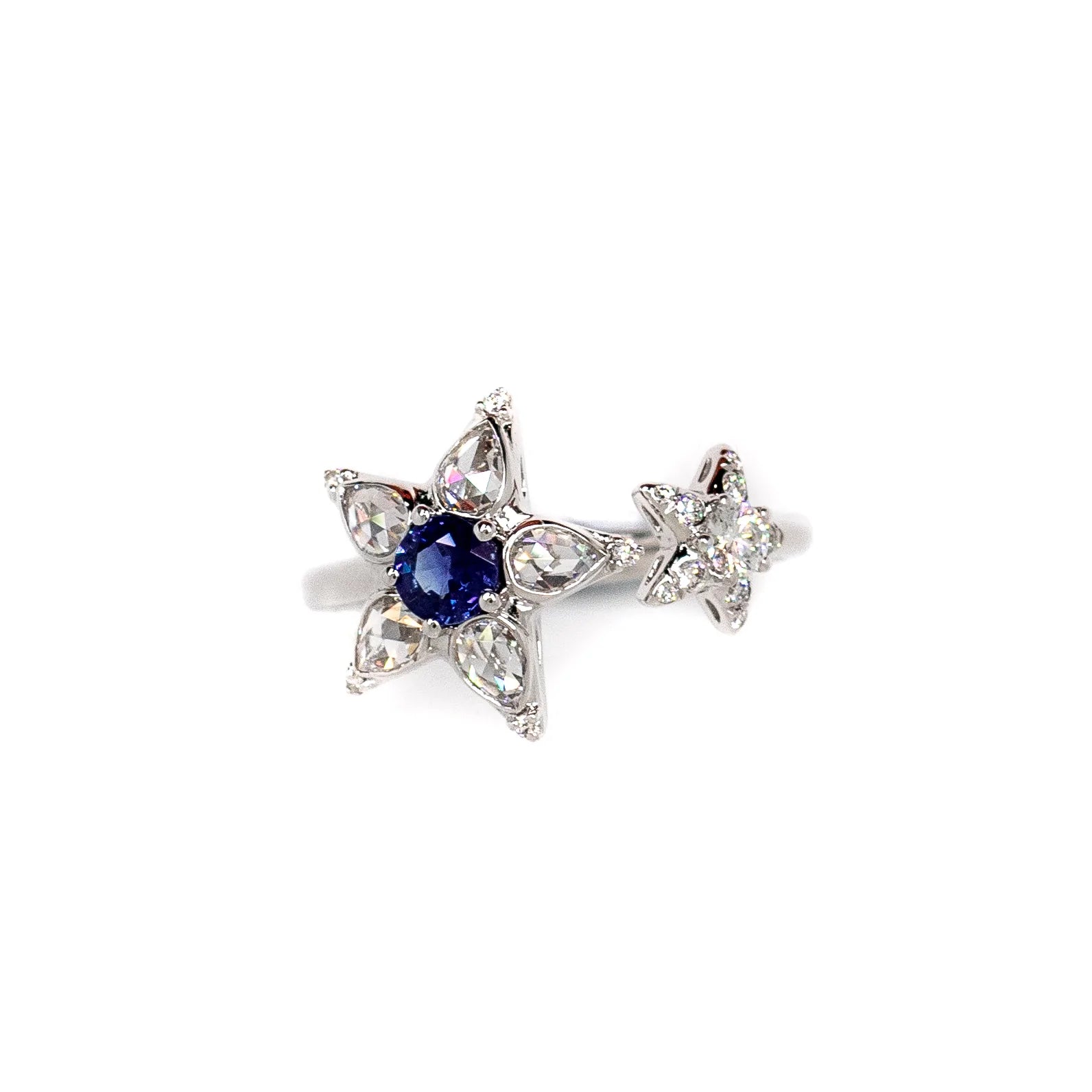 Sapphire and diamond open ring, fine jewellery Hong Kong Valentina Fine Jewellery 