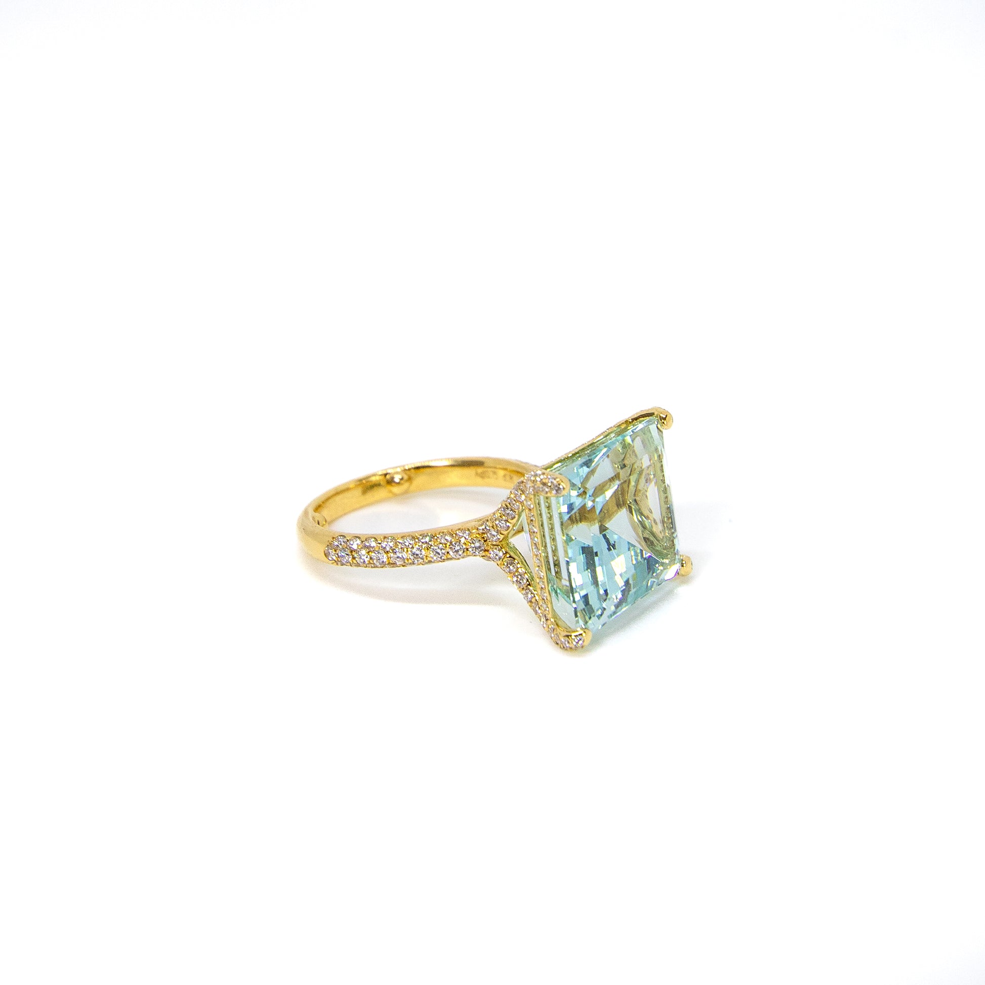 Aquamarine and diamond cocktail ring