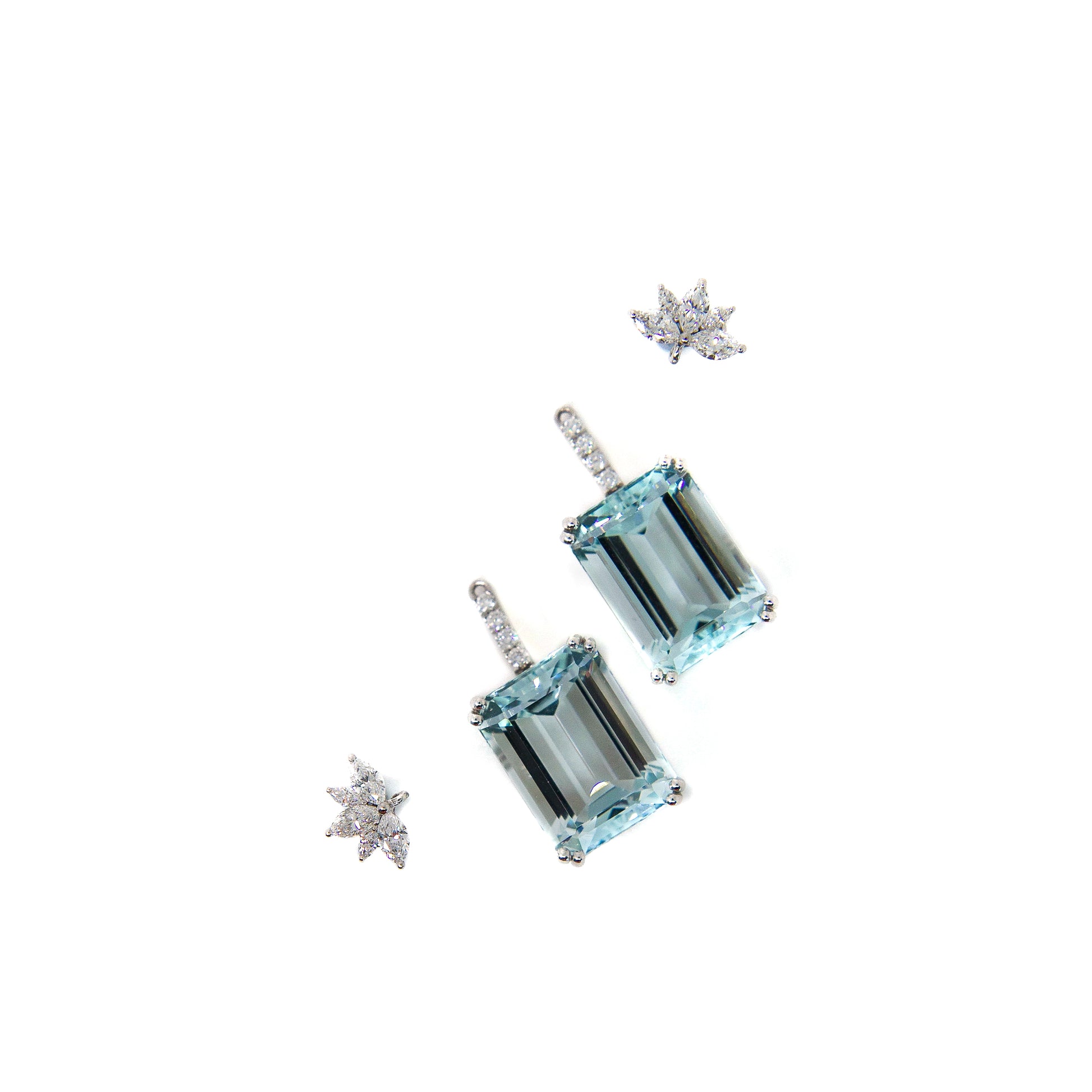 aquamarine earrings, diamond earrings, two way earrings, two way diamond earrings, aquamarine, jewellery 