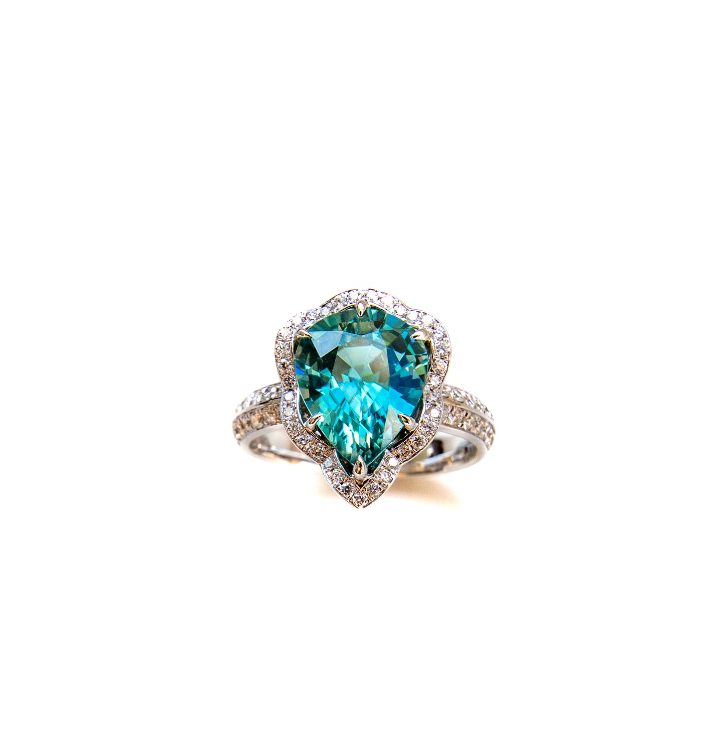 Natural Zircon and diamond cocktail ring