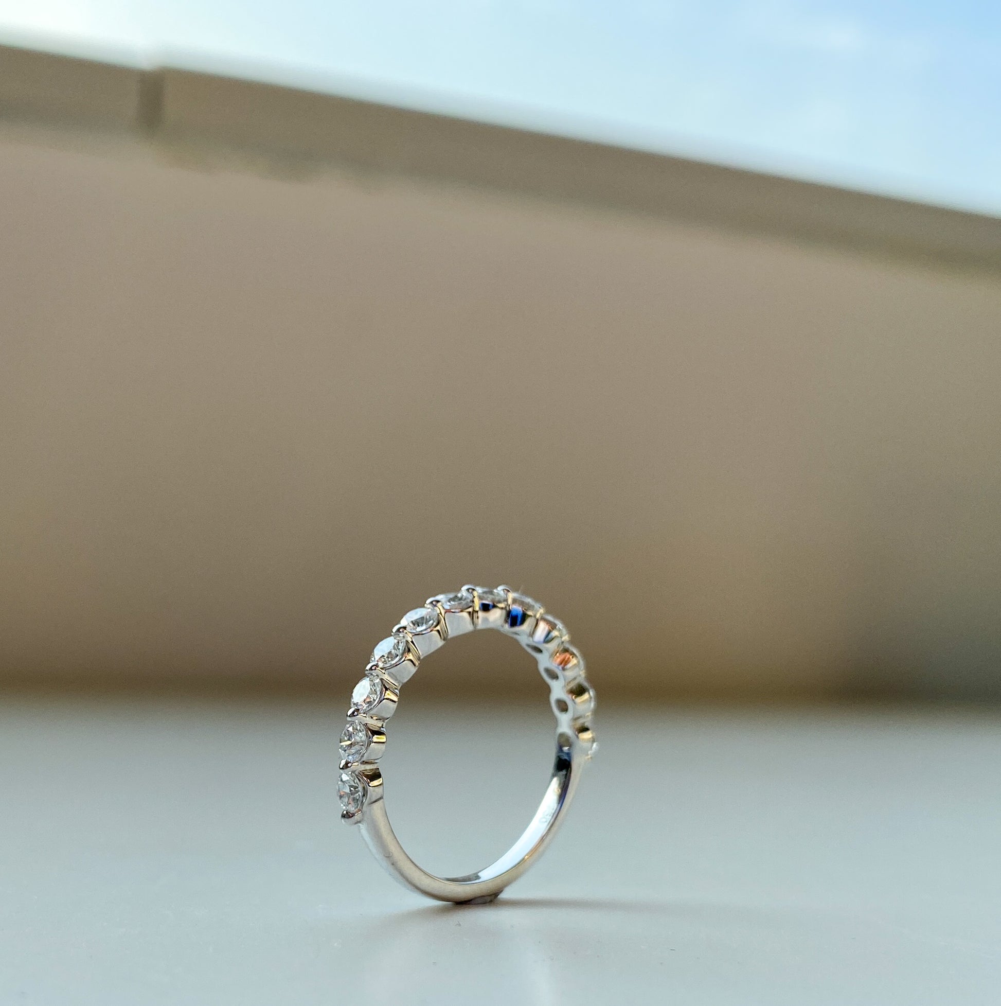 Dainty shared prong diamond eternity ring Hong Kong