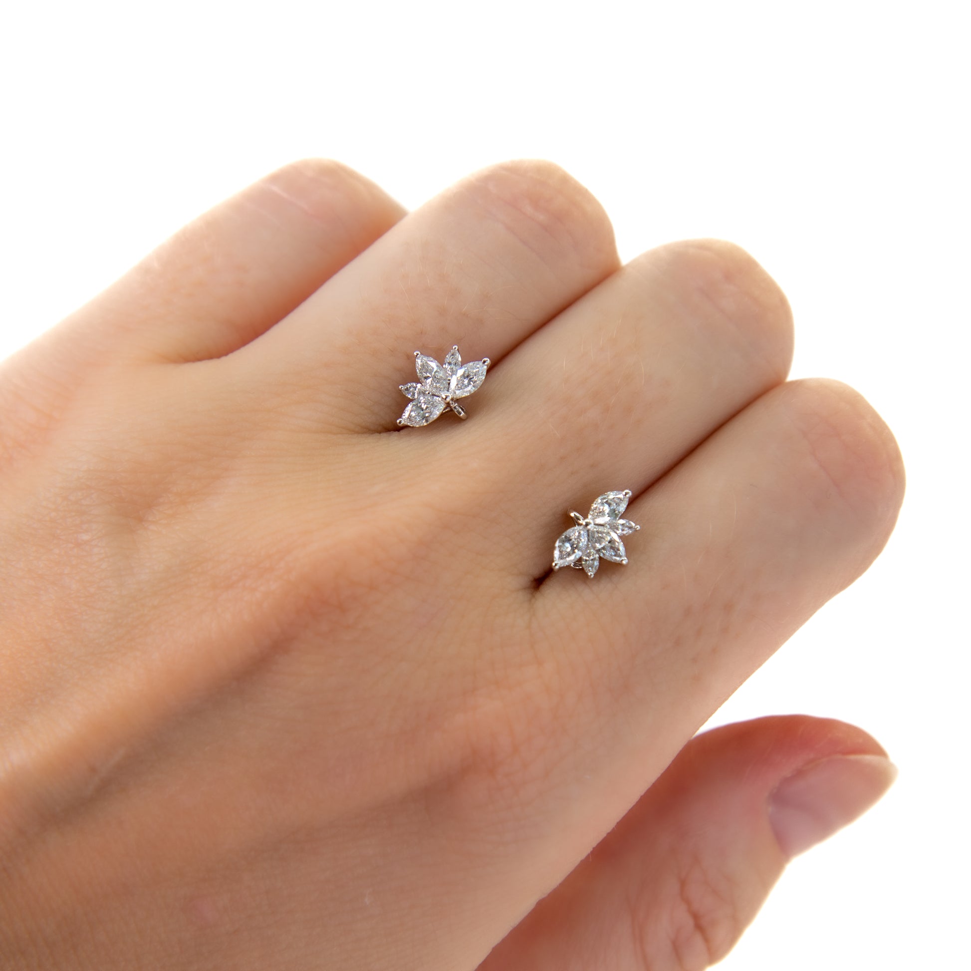 Emerald cut aquamarine and diamond drop earrings, two way earrings, marquise diamond studs in 18k gold by Valentina Fine Jewellery Hong Kong. Global free shipping including USA, Dubai, Singapore, Australia and UK. Marquise diamond stud earrings