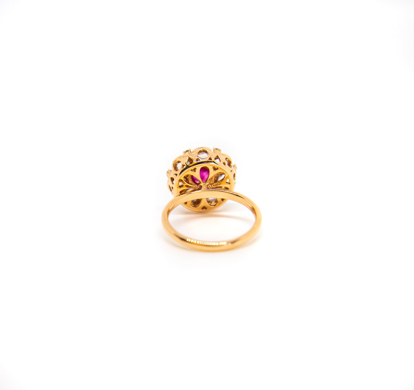 Ruby and rose cut diamond cluster ring in 18k Rose Gold by Valentina Fine Jewellery Hong Kong. Global free shipping including USA, Australia, Singapore, UK And France
