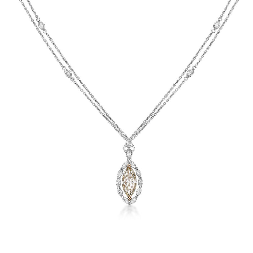 Marquise diamond necklace with halo 